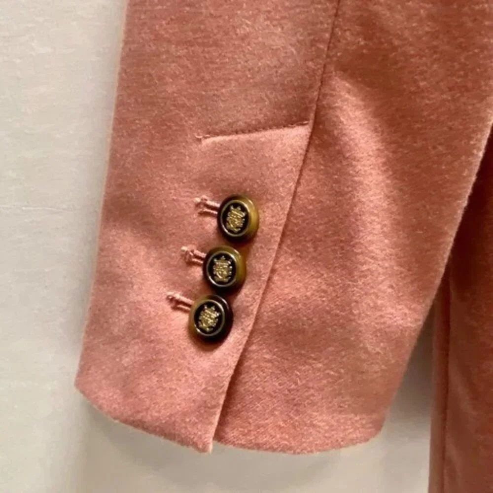Loft Brushed Flannel Suit Women's 8 Blazer Jacket + Pant Set Pink Ruby Suits EUC